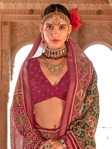 Fascinating Green Digital Printed Georgette Traditional Saree With Blouse